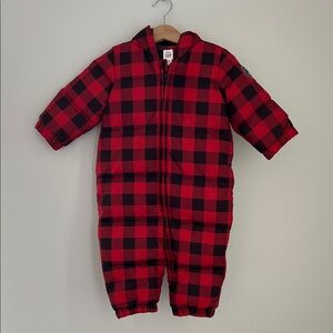 Baby GAP Red and Black Buffalo Plaid Baby Winter Snowsuit Size: 12-18 Months